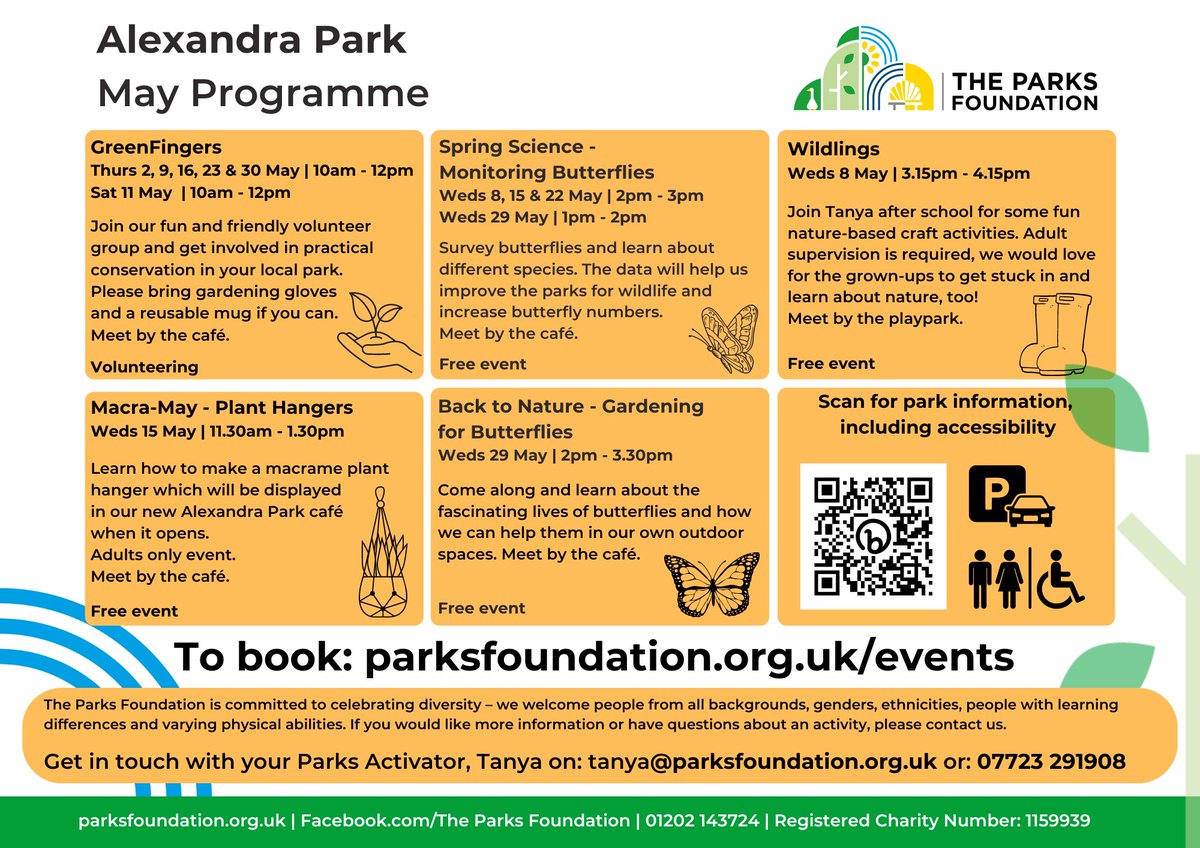 ParksFndtn's tweet photo. We have an abundance of free activities happening across local parks this May🌳🌞🪻

You can learn how to make your outdoor space butterfly friendly, explore minibeasts on a bug hunt, or try your hand at nature photography🦋🐞🪺

Book your place now at https://t.co/LHcYmyxIDn https://t.co/5vuRrl7I5j