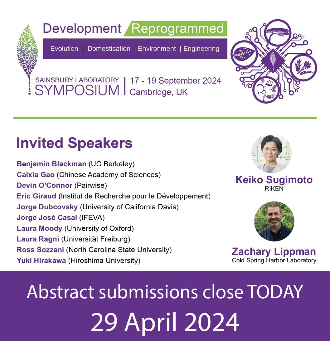 Abstract submissions close TODAY! Join us in Cambridge this September for #SLS24 to explore the mechanisms behind plant developmental variation under evolution, domestication, environment & engineering!