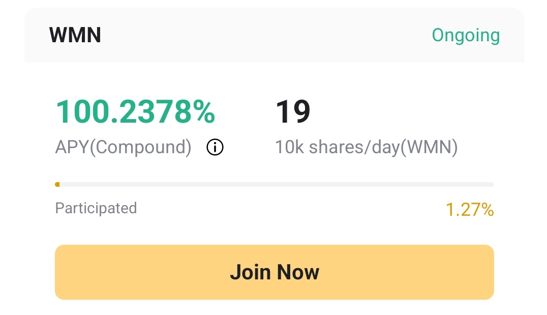 Staking now Ongoing. You can Staking You holding $WMN APY 100% Minimum 10k