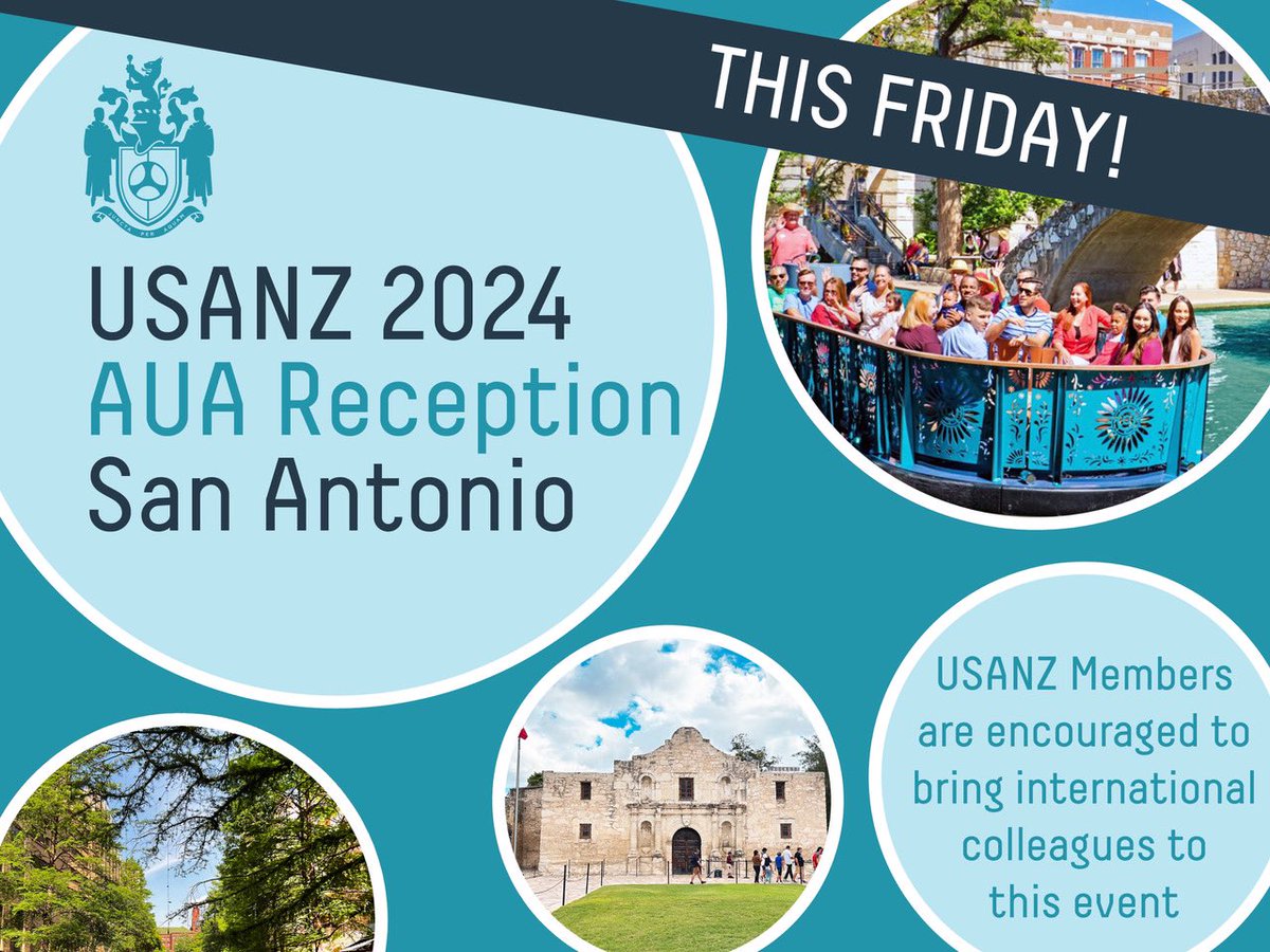 If you are attending #AUA24, please join us this Friday for the USANZ AUA Reception from 5:00 - 8:00pm . USANZ members are encouraged to attend, and to bring their international colleagues to the event. More details here. bit.ly/USANZAUARecept…   @AmerUrological