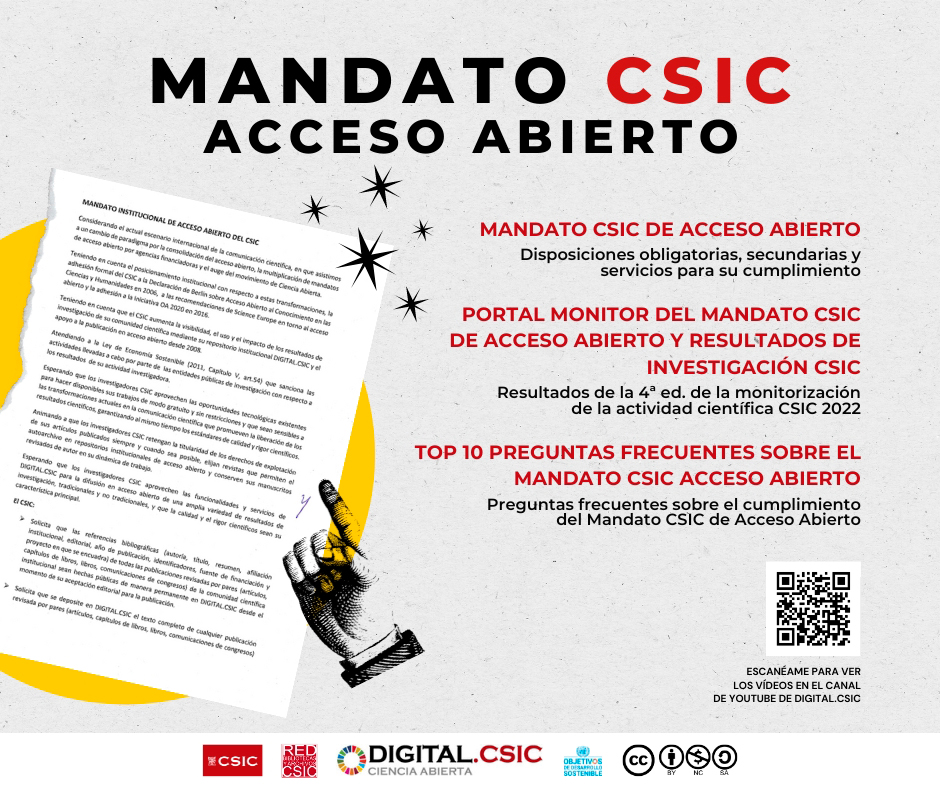 🆕Nuevos videos divulgativos sobre el Mandato CSIC de Acceso Abierto
▶️bibliotecas.csic.es/es/videos-mand…
#OpenAccess #AccesoAbierto