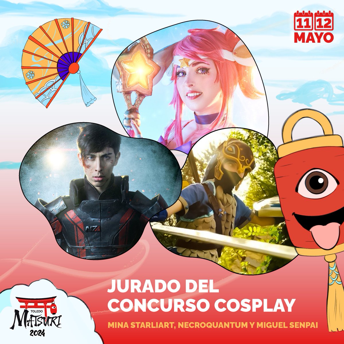 Toledo_Matsuri's tweet photo. ⛩️ JURADO y PREMIOS del Concurso Cosplay 2024 ⛩️

🏮 JURADO:
@mina_starliart 
@Necroquantum
@Algo_con_cabeza https://t.co/mSTfXrqemF
