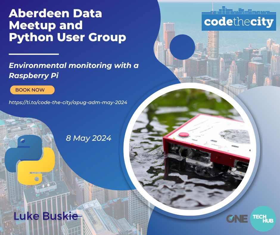 code the city (@codethecity) on Twitter photo In May @data_abz and <a href="/Pythonaberdeen/">Python Aberdeen</a> come together.
Luke Buskie, will share his project to set up an environmental monitoring system, learning coding and data science along the way.
Book now: buff.ly/3UCNqcH
#Python #datascience #meetup #aberdeen In May @data_abz and <a href="/Pythonaberdeen/">Python Aberdeen</a> come together.
Luke Buskie, will share his project to set up an environmental monitoring system, learning coding and data science along the way.
Book now: buff.ly/3UCNqcH
#Python #datascience #meetup #aberdeen