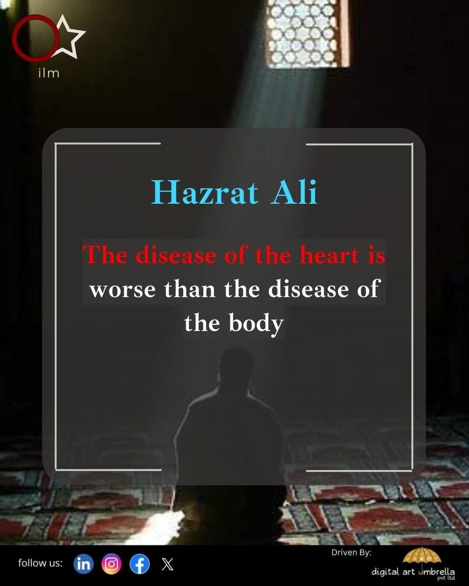 The disease of heart is worse than physical illnes🙂

#hazratali #ali #quotes #aliquotes
#hazarataliquotes #heart #ilness #idlsmicpost #islamicquotes #deen #allah #sbr #islam