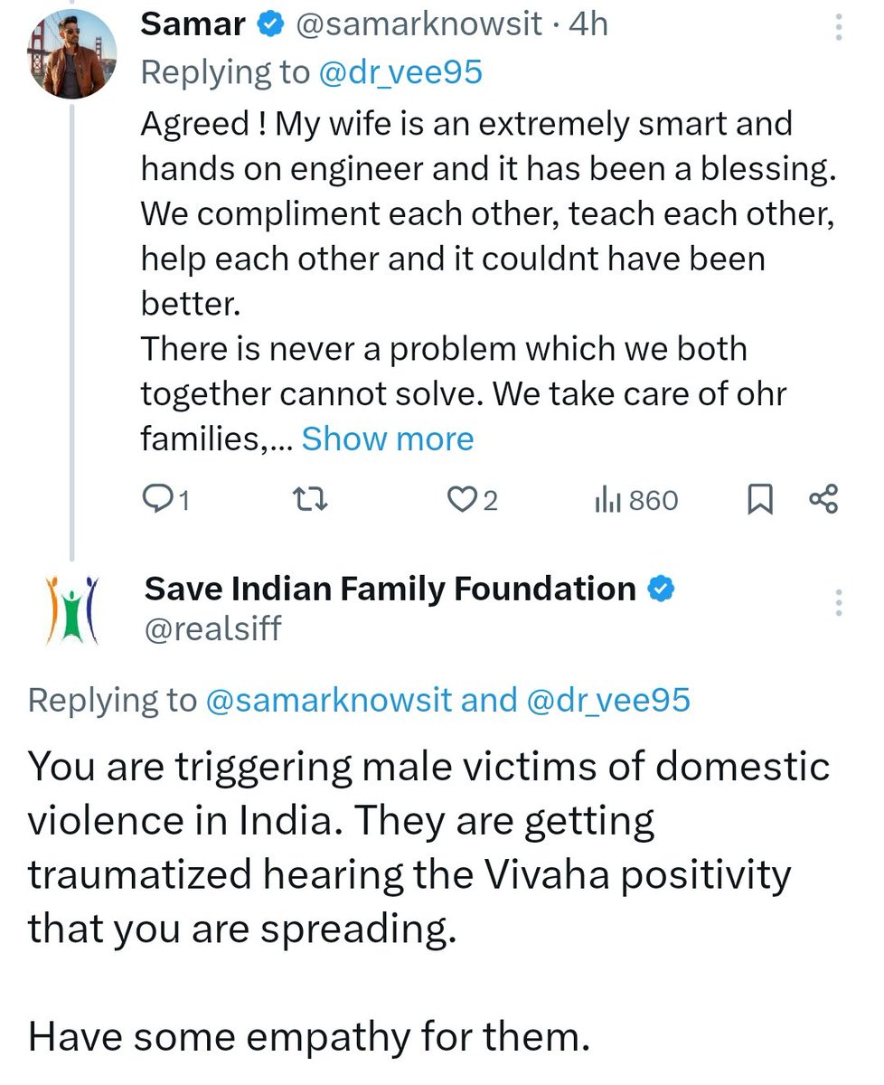 There is a Vivaha/Marriage Positivity movement going on. This stops men from taking precautions. This goes like this: 🔺Men using phrases like 'Happily Married' or 'my better half' etc 🔺Spread of 1% divorce rate myth 🔺Spread of the myth that good ppl never get divorced 🔺Denial…