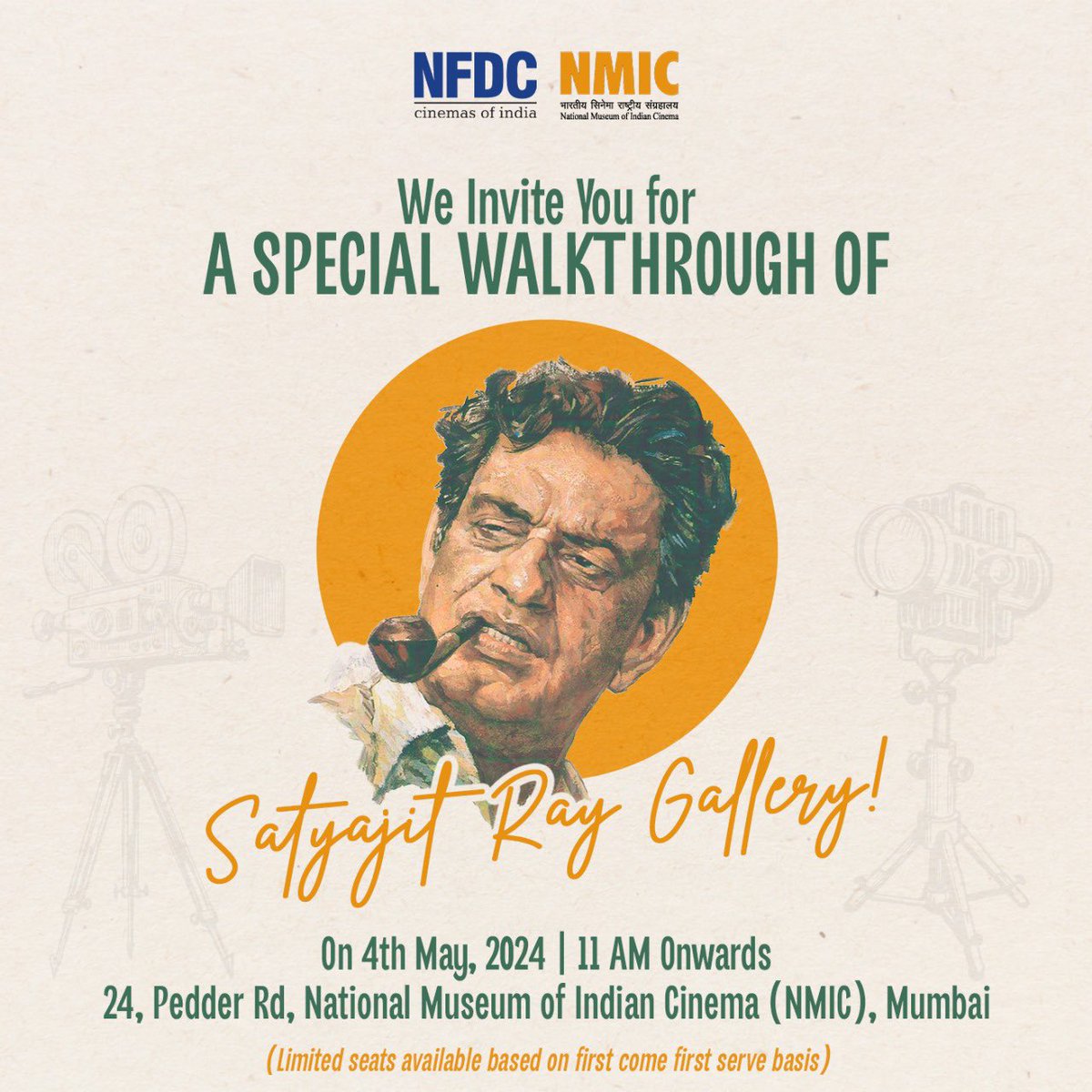 To celebrate the upcoming birth anniversary of Satyajit Ray, for ‘A special Walkthrough of Satyajit Ray Gallery’ is scheduled on 4th May 2024 at 11am.
Come and explore the world of Satyajit Ray with us on 4th May at 11am 🎬

docs.google.com/forms/d/e/1FAI…