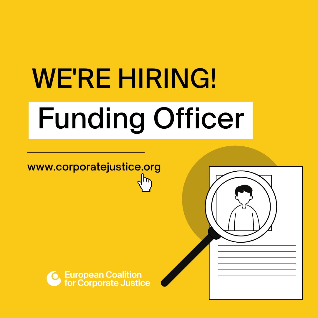 🔎WE ARE HIRING Are you a strategic fundraiser? Do you enjoy grant management and leading monitoring & evaluation processes? We are looking for a Funding, Monitoring & Evaluation Officer to join our team. 📥Apply before May 19 and join our team corporatejustice.org/job/funding-an…