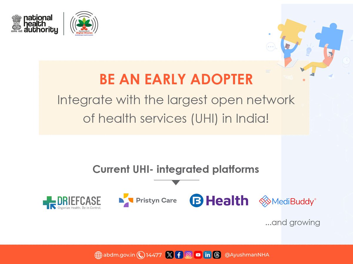 #ABDM has introduced the Unified Health Interface (UHI) - a network of open protocols that foster interoperability in health services. When a tele-consultation platform integrates with UHI, it empowers doctors to conduct consultations. Read More: health.economictimes.indiatimes.com/news/industry/…