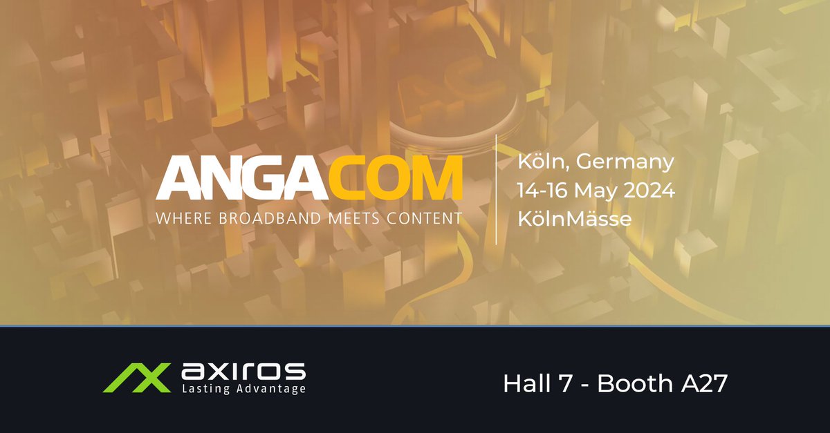 [Axiros Events] ANGA COM 2024

Visit us at Booth A27 in Hall 7 where we'll be showcasing live demonstrations of #USP/TR369, #ACS, and #WiFiOptimization, and unbox our latest solution offering for #DeviceManagement. 

#ANGACOM2024 #Telecommunications #NetworkManagement