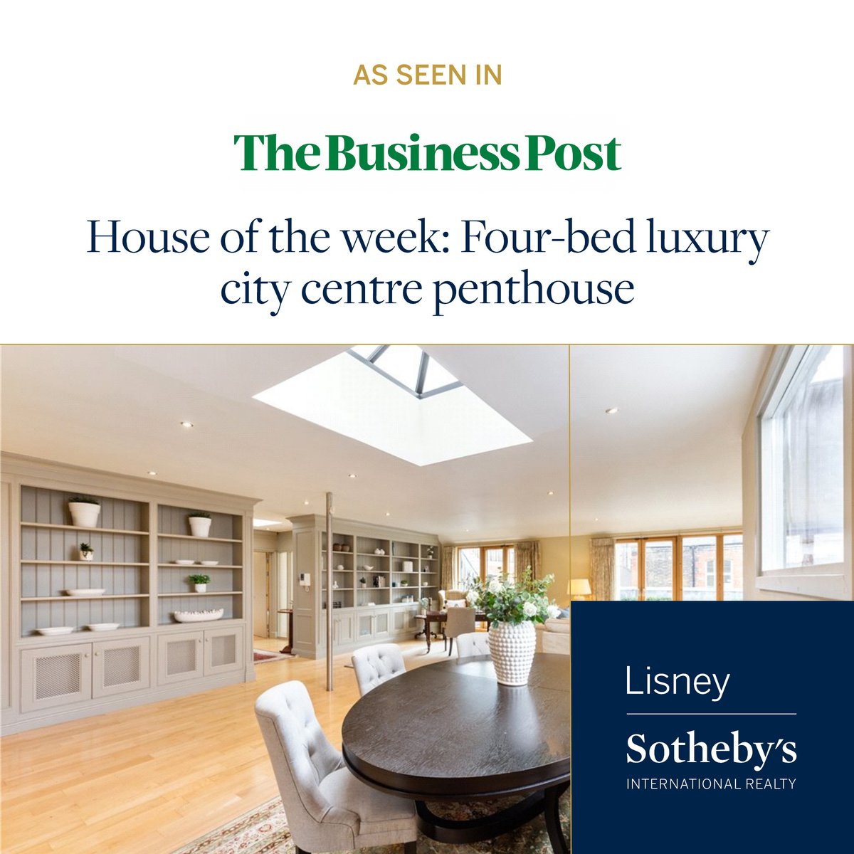 Selected as the @businessposthq 'House of the Week', this luxury city apartment offers the best of both worlds: ow.ly/FZLx50RqtcC ✨

Apartment 3 at 74/75 Fitzwilliam Lane is represented by our expert Louise Kenny.

#sothebysrealty