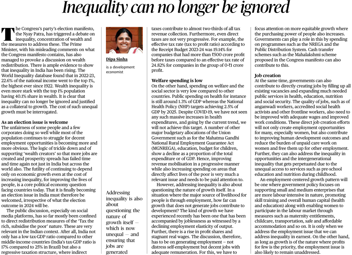 An as usual clear articulation by @sinhadipa on the need to address inequality in today's @the_hindu @BahutvaKtka