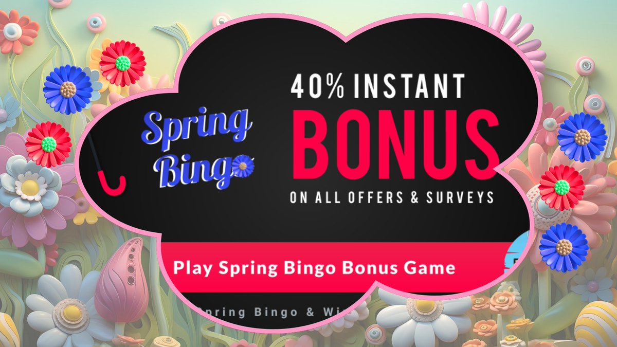 💸SPRING BINGO💸
cointiply.com/bingo 
🌸40% Instant bonus on all offers &amp; surveys
☔️Unlock more bingo cards as you earn 
🌷Play once a day to maximize chances of winning!
