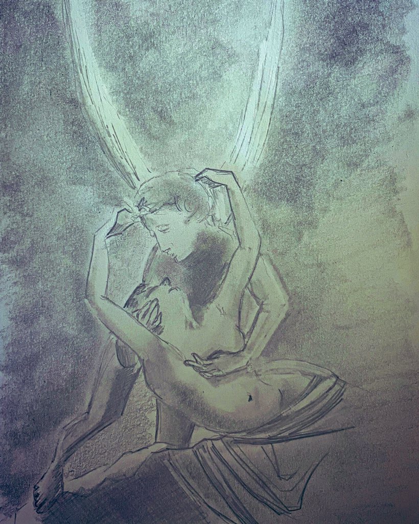 Psyche Revived by Cupid’s Kiss ~ drawn from Antonio Canova #sketchart #sketchbook