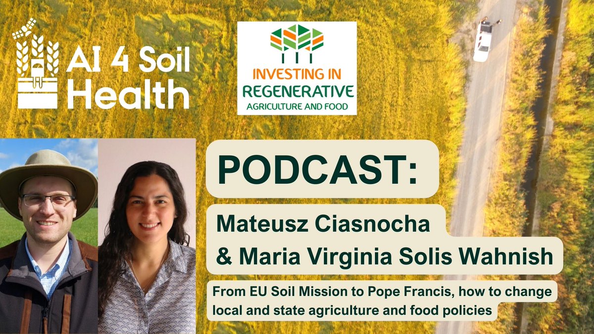 Interested in how to change local & state agriculture & food policies?🚜🌾

Join @MCIASNOCH & Maria Virginia Solis Wahnish as they explore topics from the #EUSoilMission to Pope Francis in the latest @KoenvanSeijen #AI4SoilHealth podcast

🎧Listen here: youtube.com/watch?v=s0mpCc…