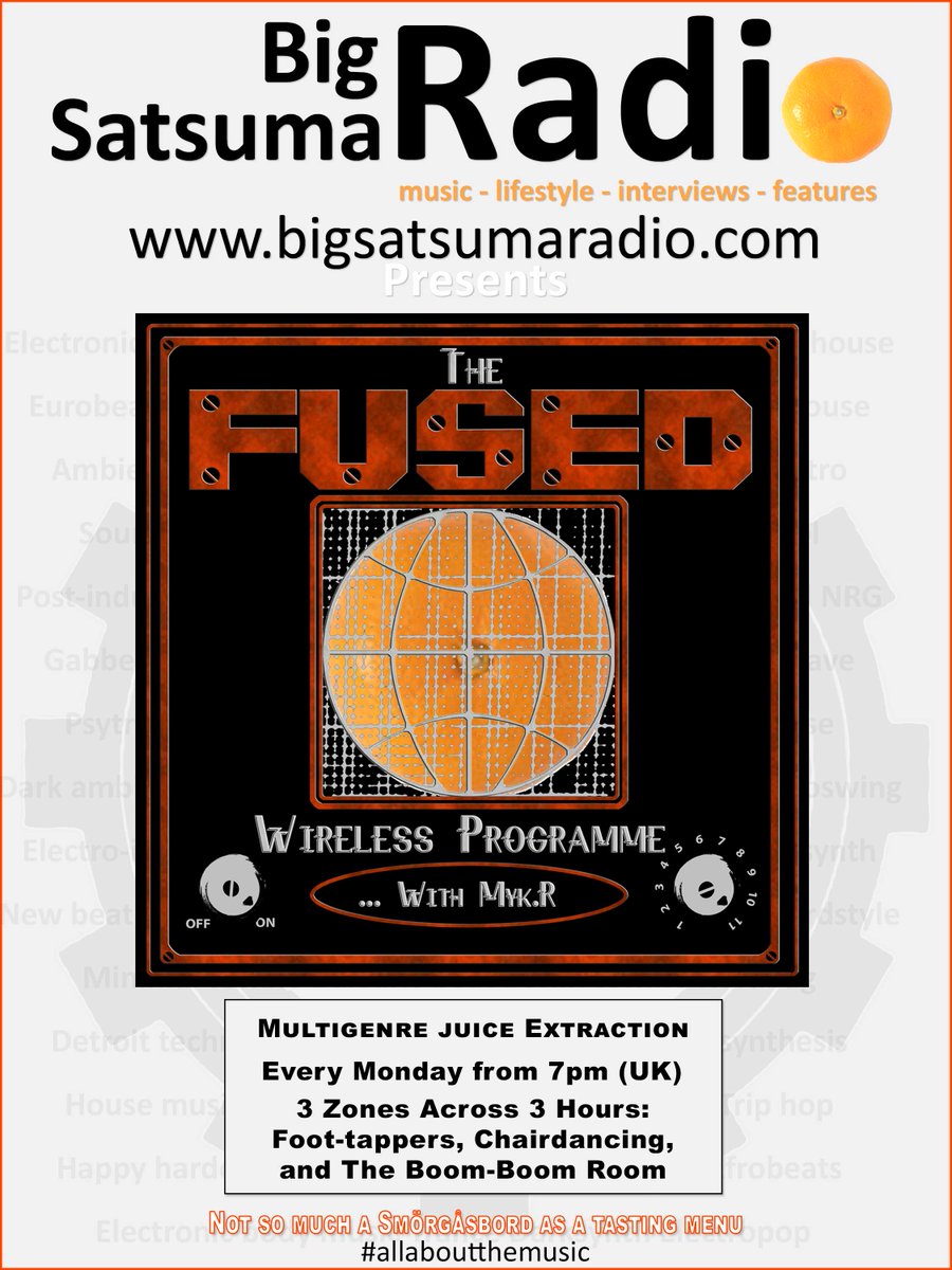 Big Satsuma Radio (@bigsatsumaradio) on Twitter photo We've got a great line up of shows today
The <a href="/jnormaltwit/">Johnny Normal</a> Synthetic Sunday show at 11am, from last night.
Tonight, we've got Myk.XLR hosting The <a href="/FusedWireless/">The Fused Wireless Programme</a> from 7pm and we end with the Vinyl Countdown with Jonathan Charles at 10pm
Join us over at bigsatsumaradio.com We've got a great line up of shows today
The <a href="/jnormaltwit/">Johnny Normal</a> Synthetic Sunday show at 11am, from last night.
Tonight, we've got Myk.XLR hosting The <a href="/FusedWireless/">The Fused Wireless Programme</a> from 7pm and we end with the Vinyl Countdown with Jonathan Charles at 10pm
Join us over at bigsatsumaradio.com