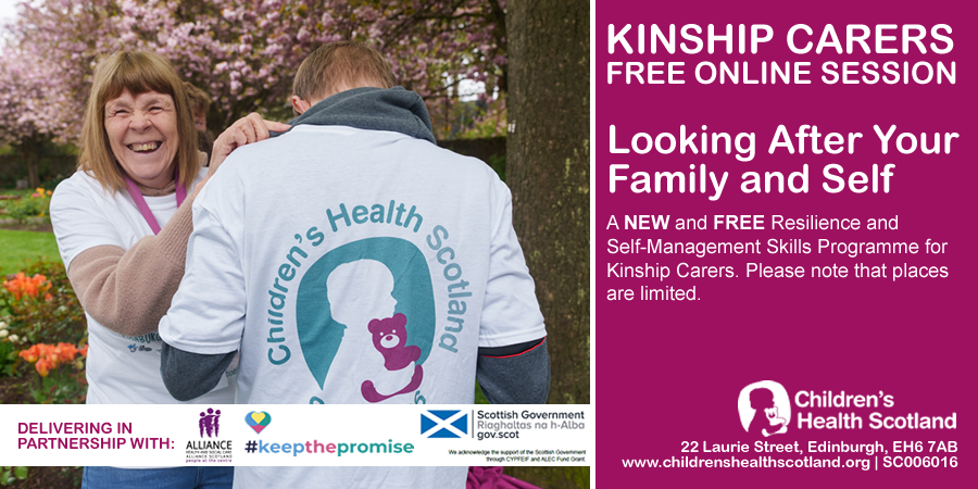 Our Looking After Your Family & Self (LAFS) workshops have a host of #free online workshops for #KinshipCarers. Join on Tuesday 24 September at 10am and learn all about Self Management Skills and #Resilience. Thanks to @ALLIANCEScot for your support. Link eventbrite.co.uk/e/looking-afte…