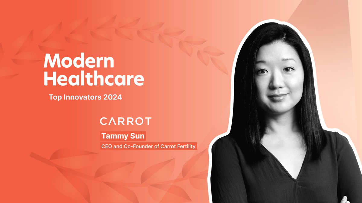 Shoutout to @tammysun, CEO and co-founder of @CarrotFertility 🥕, for being recognized as one of the top innovators in healthcare by @modrnhealthcr. 🌟 modernhealthcare.com/education-even… #CRVVC #PowerToThePerson