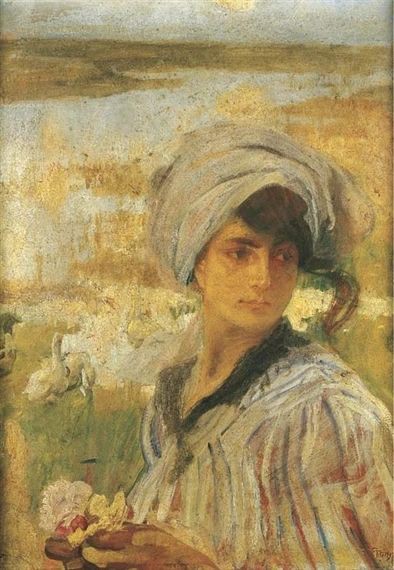 @scastaldi9 Attributed to Ettore Tito🖌️ La fanciulla delle oche (1907) Buongiorno cara Kalika e tutti,buona settimana 🪷🌤️🌾🤗