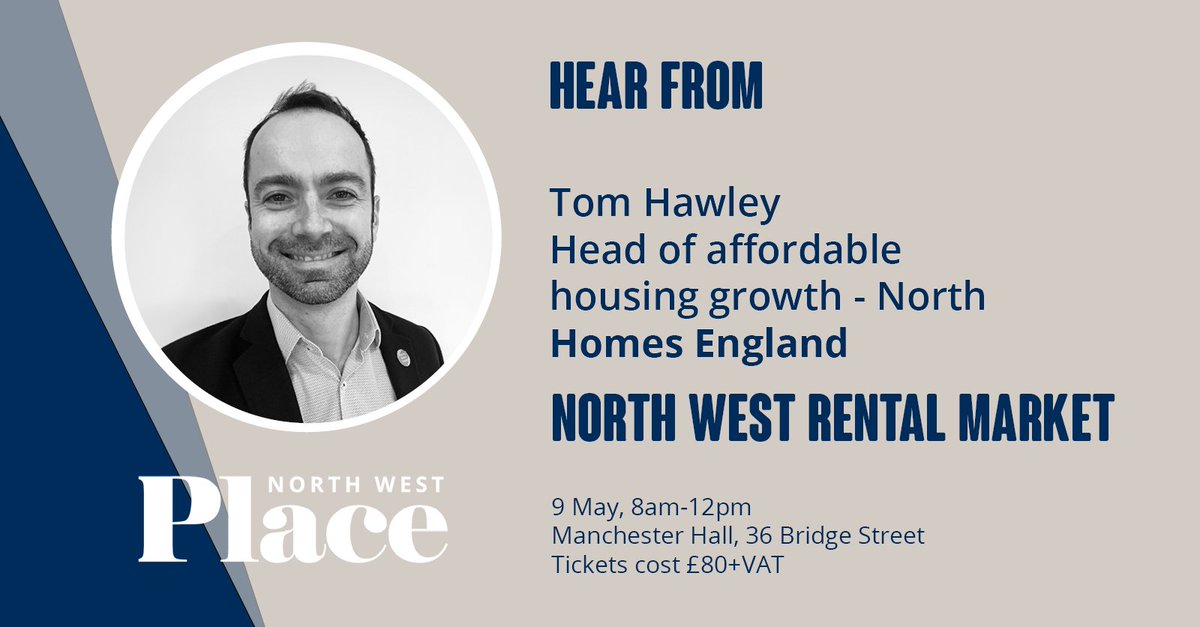 Hear from Tom Hawley, @HomesEngland at our rental conference. Homes England is keen to get more involved in how places are curated, rather than merely pumping out homes. But how does that fresh approach affect the affordable end of the market? Book now 👇 placenorthwest.co.uk/events/north-w…