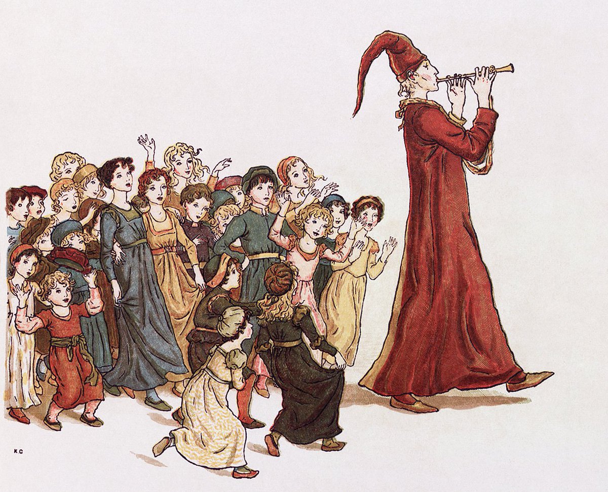 After 130 children were lured away by the Pied Piper's music, three disabled children survived to tell the tale. It's said one was lame so could not keep up, the second was deaf and did not hear the music, while the third was blind so couldn't see where to go.

#MythologyMonday