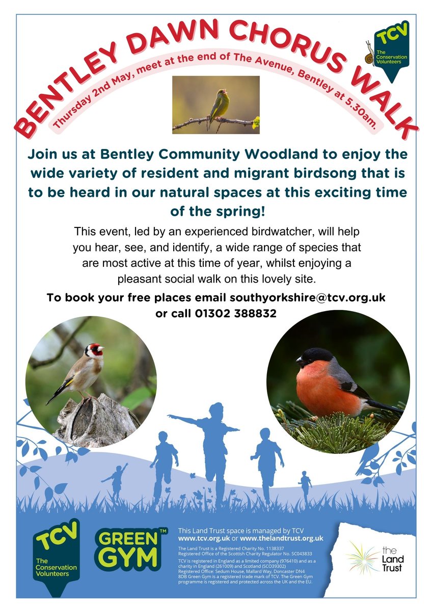 Join us for one of our 2 FREE Dawn Chorus walks and enjoy the marvel of birdsong on one of our beautiful woodland sites! joining details are in the posters!