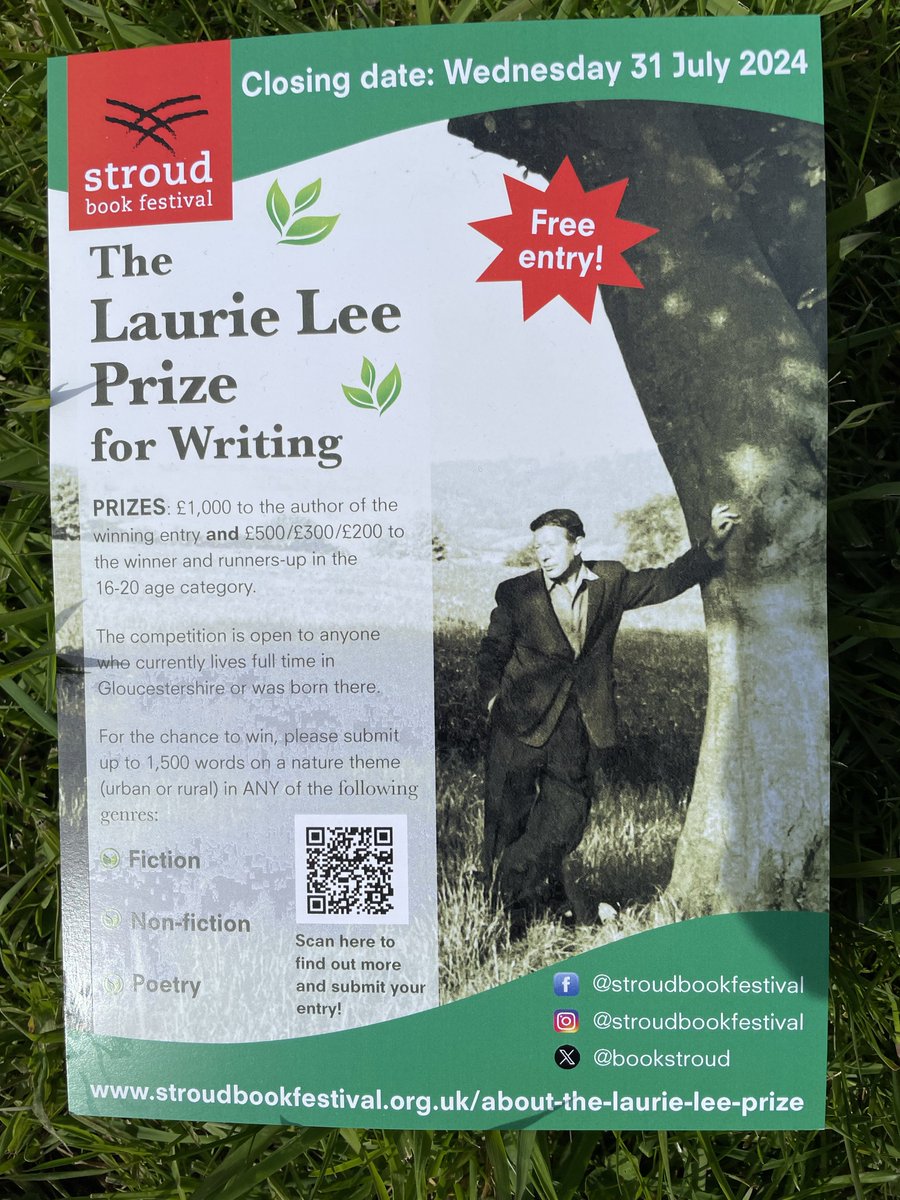 Calling all secret scribblers! If you live in Gloucestershire - or were born here - and you have not previously published a full-length work, this is your chance to submit a piece to the Laurie Lee Writing Prize. No entry fee! @stroudbooks #writingcompetions #poetry #shortstories