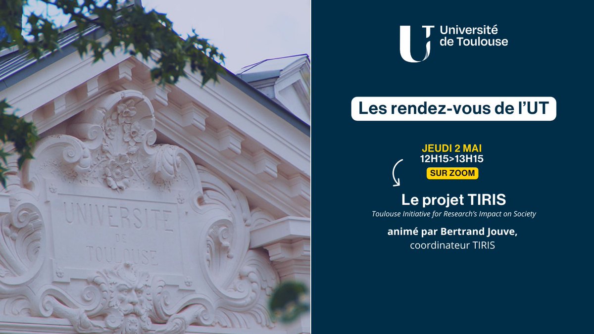 👀 Pour en savoir plus sur les projets portés par l'Université de Toulouse, participez aux 'Rendez-vous de l'UT' animés chaque semaine par l'équipe de gouvernance. Découvrez le programme ➡️ univ-toulouse.fr/actualites/ren…