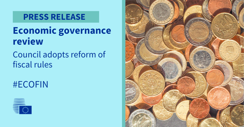 EUCouncilPress's tweet photo. The @EUCouncil has adopted a new economic governance framework for the EU.
The new fiscal rules will :
🔹 ensure sound and sustainable public finances
🔹 support growth, jobs and the green and digital transitions
🔹 be effective and applicable in all EU countries 🇪🇺

Read more 👇