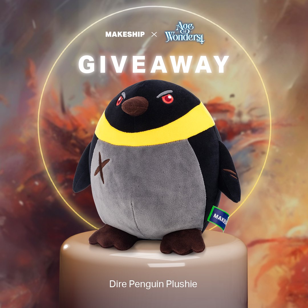 Our Dire Penguin is coming to <a href="/Makeship/">Makeship</a> soon 👀

But first — a giveaway! We’re giving you a chance to win 1 of 2 Dire Penguin Plushies! 🐧

1.  Follow <a href="/Makeship/">Makeship</a> and @Ageofwonders4
2. Retweet this post. Giveaway ends May 1st at 2pm (ET).

Let the cuddly chaos begin!