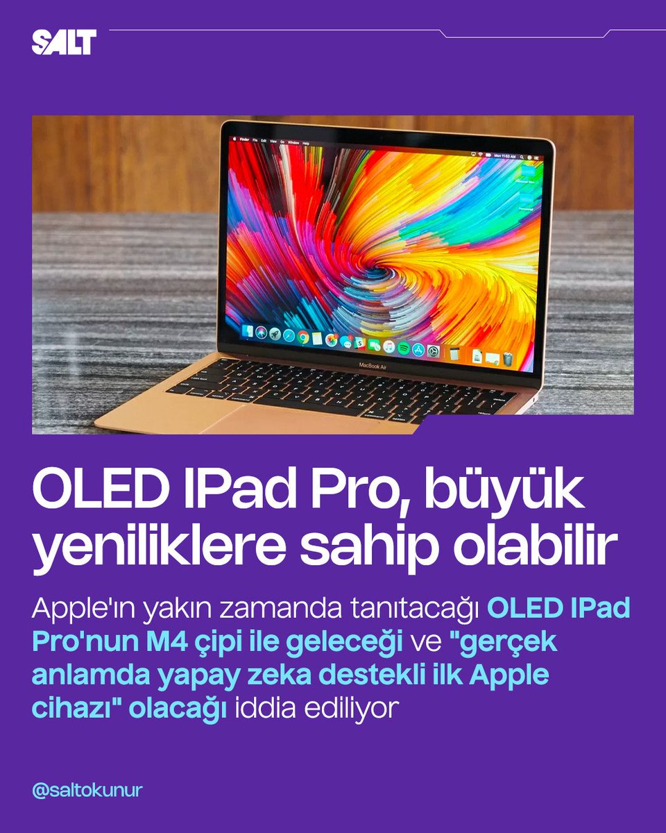 OLED IPad Pro'nun M4 çipiyle geleceği ve yapay zeka desteğine sahip olacağı iddia ediliyor 🧐 

#apple #macbook #yapayzeka