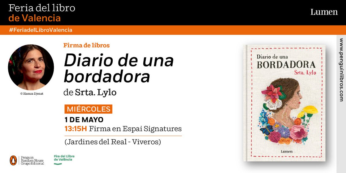 <a href="/firallibrevlc/">Fira del Llibre de València</a> <a href="/_MariaHerreros_/">ϟMaria Herrerosϟ</a> ✍️ <a href="/srtalylo/">Señorita Lylo</a> firma «Diario de una bordadora» ⬇️

🗓️ Miércoles 1 de mayo
⏰ 13:15H 👉 Espai Signatures
📍 Jardines del Real (Viveros)