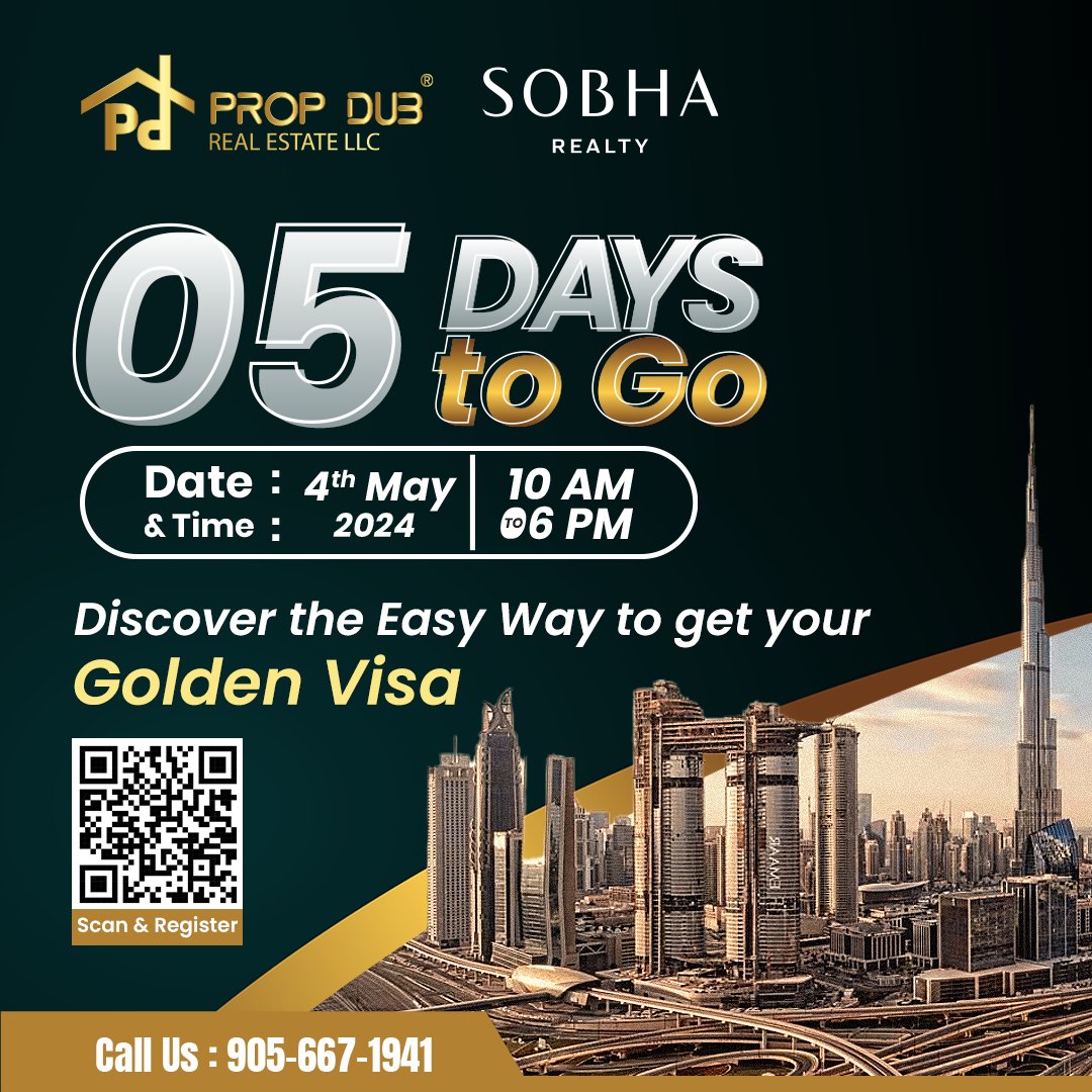 PropDub's tweet photo. Only 5 Days to Go! 🌟 Discover the Easy Way to get your Golden Visa @ the PropDub X Sobha Dubai Roadshow in Novotel Chandigarh. Secure more than an investment—secure a legacy.

Contact us for more information!
Contact Us📞: +91 9056671941

#propdub #realestate #sobha #sobharealty https://t.co/qiPXZkerYM