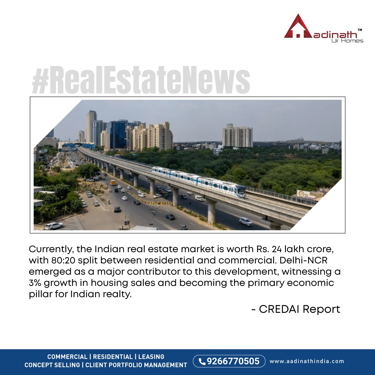 Real estate has always been and continues to be a major contributor in the economic expansion of India. Here are some numbers. #RealEstate #India #CommercialRealEstate #ResidentialRealEstate #Construction #Investing #AadinathIndia #AadinathUrHomes #OfficeSpace #RetailSpace