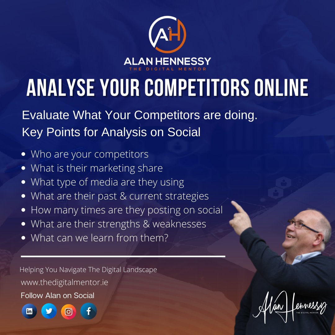 One of the biggest mistakes in marketing is not analysing your competitors online. Here are some tips to help you and what to look for. #thedigitalmentor #Marketing