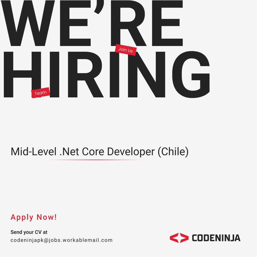 𝐀𝐭𝐭𝐞𝐧𝐭𝐢𝐨𝐧 𝐀𝐭𝐭𝐞𝐧𝐭𝐢𝐨𝐧!
@CodeNinjaInc  is where inspiration meets innovation. Are you looking for a similar place? Then get going and apply away.
We are Hiring:
Mid Level .Net Core Developer (Chile)

Apply Now at:
linkedin.com/jobs/view/3891…

#codeninja #hiring…