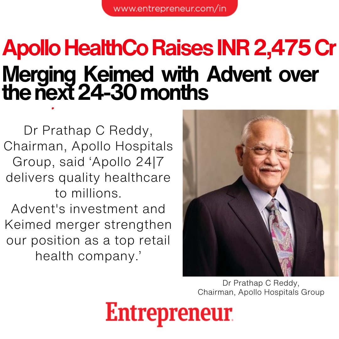 Apollo HealthCo Raises INR 2,475 Cr from Advent International Read: ow.ly/873550RqtIy #HealthcareFinance #GlobalBusiness #MergersAndAcquisitions #InvestmentNews #BusinessUpdate #Pharmaceuticals #HealthcareNews #ApolloHospitals #PrivateEquity #HealthcareIndustry