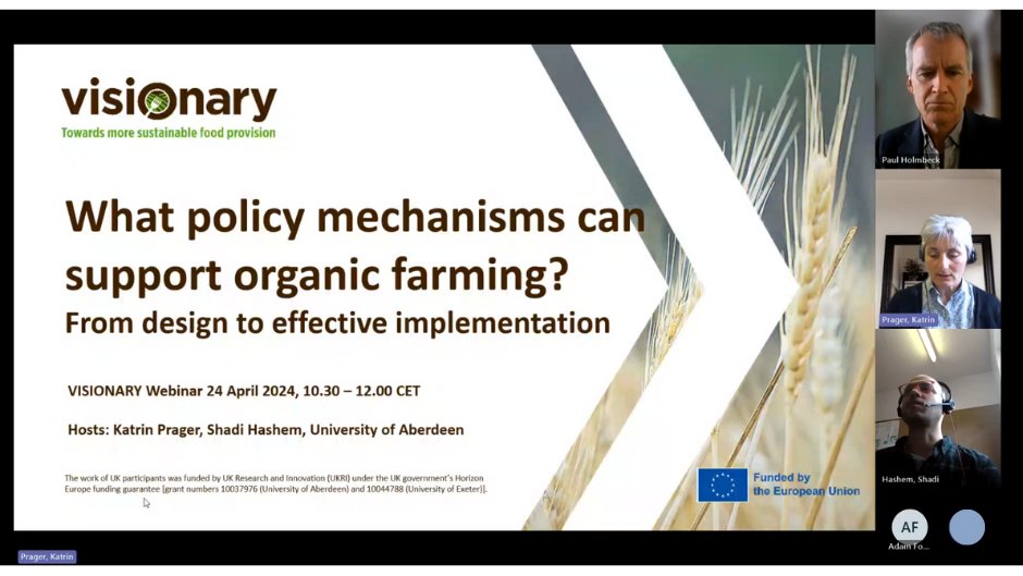 The recording of our #VISIONARY webinar on unlocking the power of policy to drive #organic farming expansion is online: visionary-project.eu/webinar-what-p…

✏️Register now for our webinar next week on local food chains &amp; public food procurement: visionary-project.eu/events/visiona…