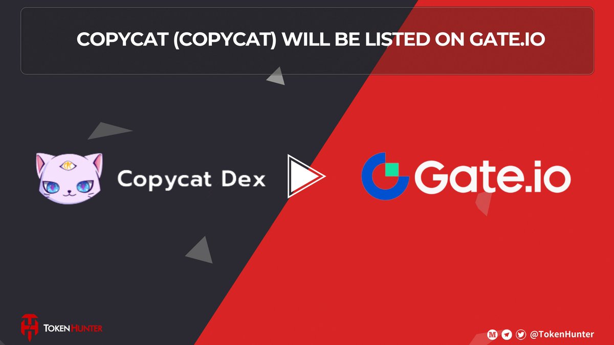 🚀@CopycatFinance (COPYCAT) will be listed on @gate_io ⏰April 29, 12:00 UTC 🍀Details: gate.io/zh/article/362… #CopyCatDEX #Gate #listing