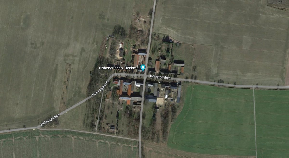 For #52AncestralPlaces2024 week #17 I'm taking advantage of Google Maps satellite view to zoom in on one my wife's ancestral places. Her maternal grandmother's ancestors had been among the first 'colonists' of Hohengrieben, a settlement founded by Frederick II of Prussia in 1748.