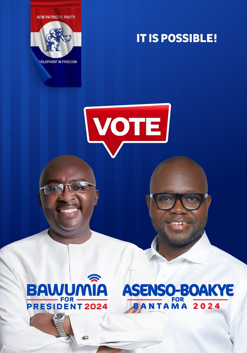 BANTAMA! The name that scares the hell out of NDC every election...

This year will be massive; the votes will destroy Mahama-NDC. Grandma and Mahama will be retired by hook or crook!
#Bantama4Asenso
#ItIsPossible #Bawumia2024