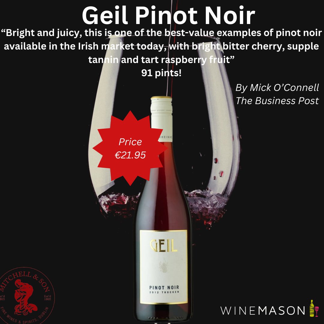 Have you tried this delicious Geil Pinot Noir? Perfect with grilled fish or light meat dishes. Shop online or in store. @sandycovetraders @cavistons @businesspost @mickoconnell @geil