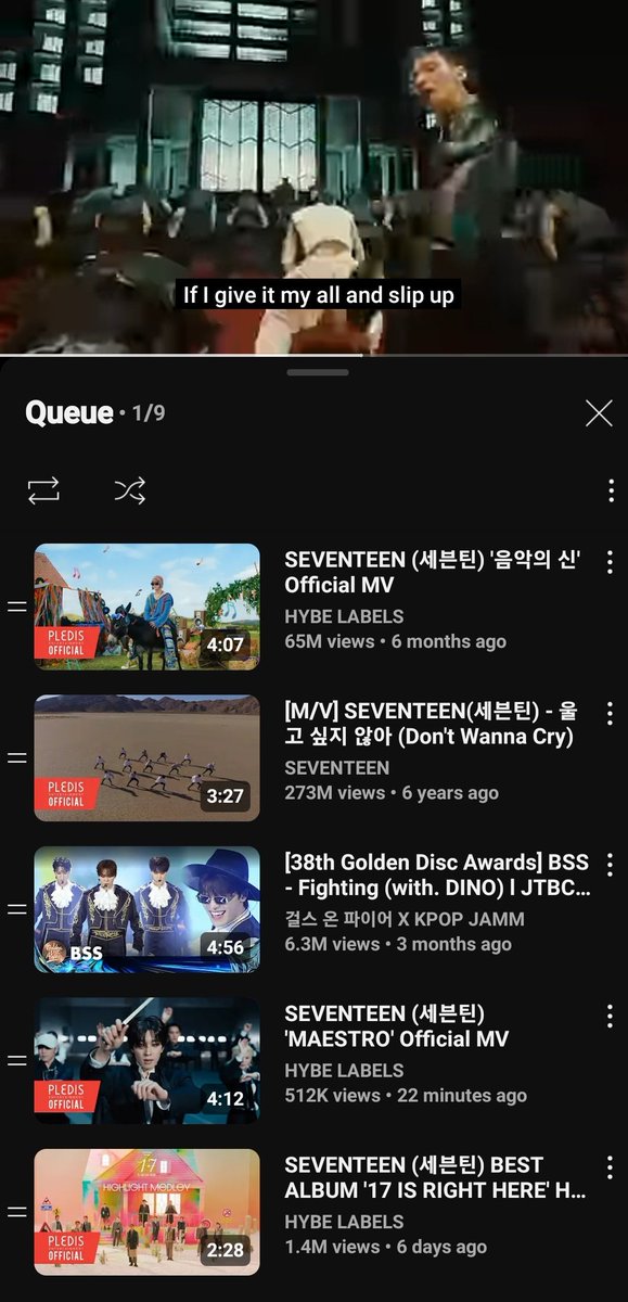 CARATS USER YTB PREMIUM PLEASE GUNAIN FITUR QUEUE ‼️🔥

fungsinya utk bikin 'antrian' video yg kita mau tonton, jd bisa sekaligus banyak 👌🏻

klik titik tiga di MV/video yg mau kalian streamıng ➡️ pilih 'Play next in queue' atau 'Play last in queue' 

#MAESTRO #SEVENTEEN