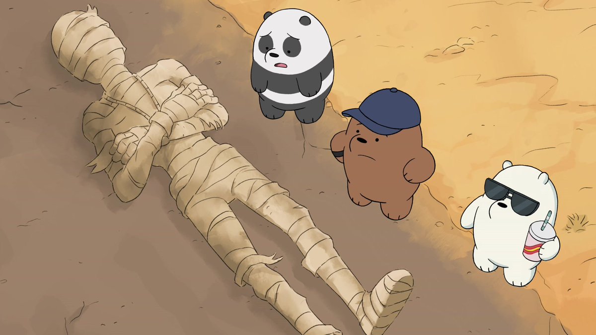 It's another baby bears episode when they find a mummy out of its tomb, Grizz, Panda, and Ice Bear, in hopes of avoiding suffering from a mummy's curse, must return the carcass back to where it belongs in 'The Mummy's Curse', aired 5 Years Ago. #WeBareBears #DayInFandomHistory