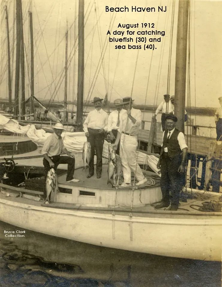 #Fishing for bluefish and sea bass in #BeachHaven on #LBI 1912