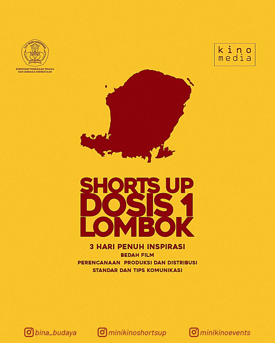 Pendampingan untuk bibit filmmaker! 

Segera daftar Shorts Up 2024! 🎬
Pendaftaran dibuka hanya sampai 13 Mei 2024 pukul 12:00 WITA

cek selengkapnya minikino.org/shortsup/

@bina_budaya 
#OpenCall #minikinoshortsup #filmpendek #minikino #MFW10