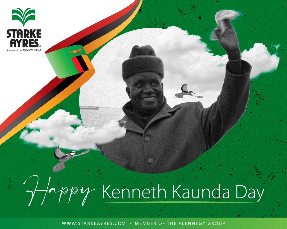 Happy Kenneth Kaunda Day, Zambia! Today, we honor the legacy of Dr. Kenneth Kaunda, the first President of Zambia and a key figure in African liberation. Let's celebrate his vision for unity and peace. 

#KennethKaundaDay #Zambia #StarkeAyres