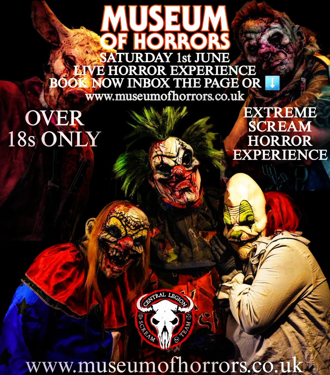 Tickets on sale NOW for June's live horror experience inbox the Facebook page to book or museumofhorrors.co.uk 
#horror #HorrorCommunity #Horrorfam #HorrorMovies #scareattraction #scaremaze #museumofhorrors #stoke @Visit_N_Staffs @BBCRadioStoke #staffordshire #stokeontrent