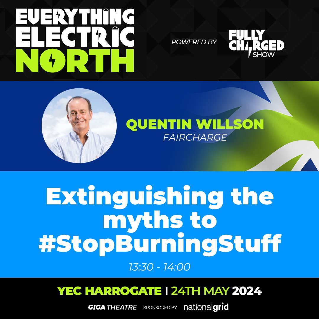 What's #StopBurningStuff all about? 🤔🚘⚡ 

Join co-founder Quentin Willson at #EverythingElectricNORTH where he busts the myths surrounding EVs with his panel of SBS experts.  

Book your tickets here! 🎟️ bit.ly/3tyhwCU