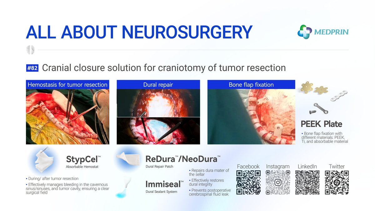 When it comes to tumor resection, we confidently offer various cranial closure solutions to support you🧠
---
#medprin #neurosurgery #Closure 
medprin.com