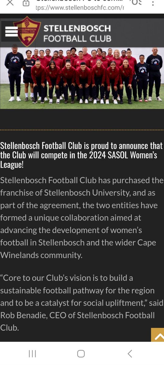 STRONGER TOGETHER OR RAINBOW NATION DOESN'T WORK AT STELLENBOSCH FC LADIES TEAM They made it clear that their new LADIES Football team only Stellenbosch and Winelands players are allowed